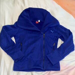 Puma Royal Blue Fleece Jacket Women Size Small USED